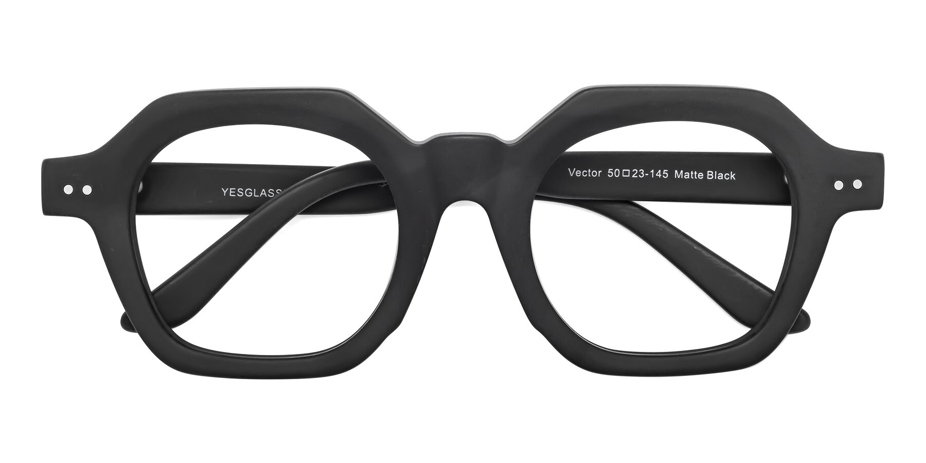 Folded Front of Vector in Matte Black with Clear Reading Eyeglass Lenses