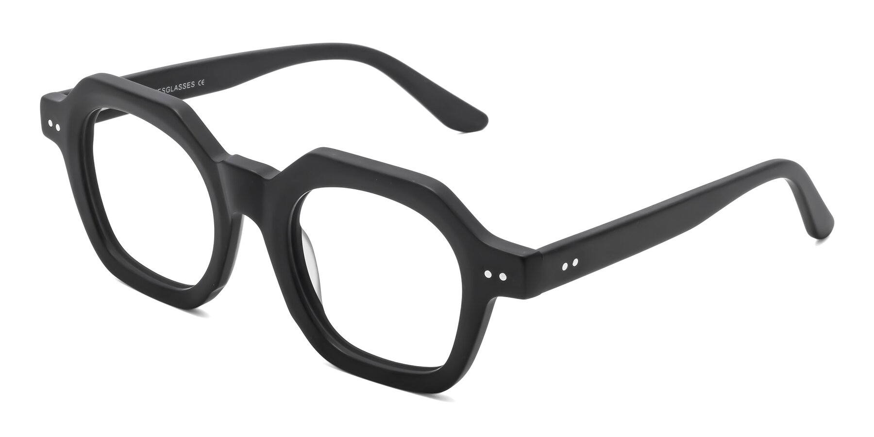 Angle of Vector in Matte Black with Clear Eyeglass Lenses