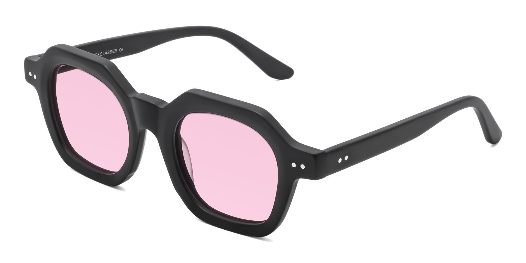 Angle of Vector in Matte Black with Light Pink Tinted Lenses