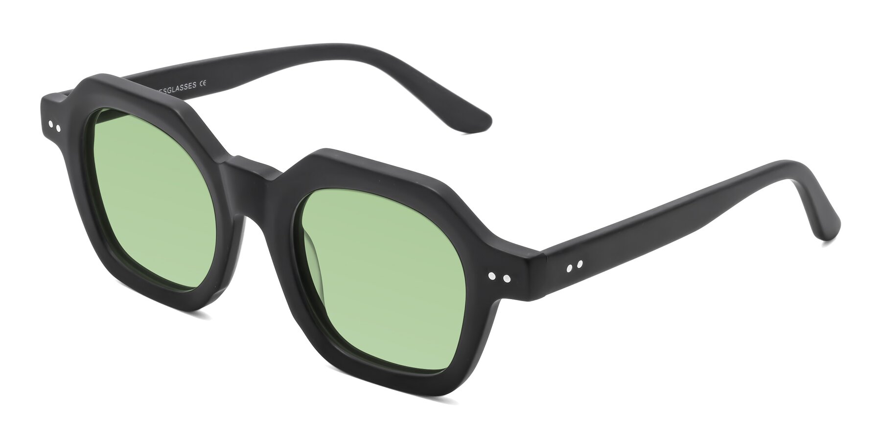 Angle of Vector in Matte Black with Medium Green Tinted Lenses