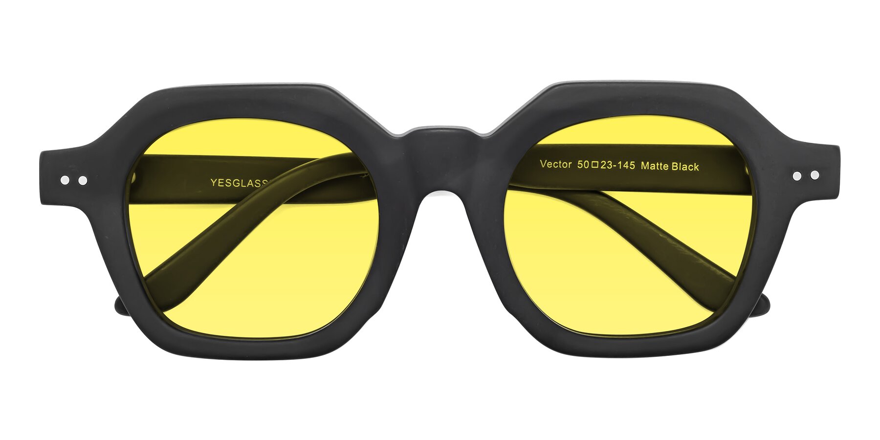 Folded Front of Vector in Matte Black with Medium Yellow Tinted Lenses