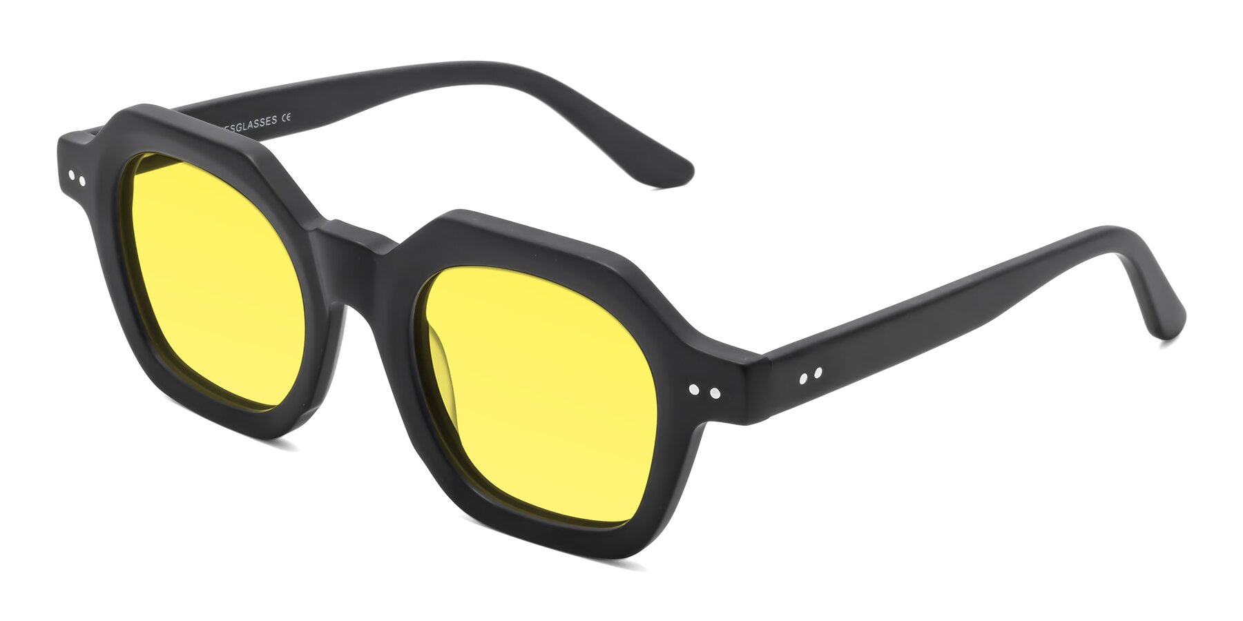 Angle of Vector in Matte Black with Medium Yellow Tinted Lenses