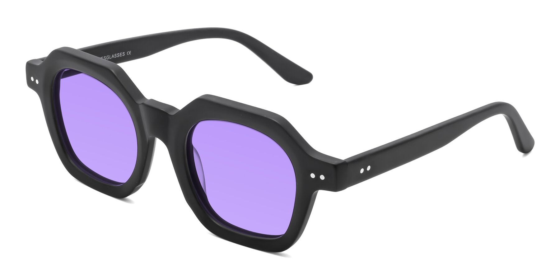 Angle of Vector in Matte Black with Medium Purple Tinted Lenses