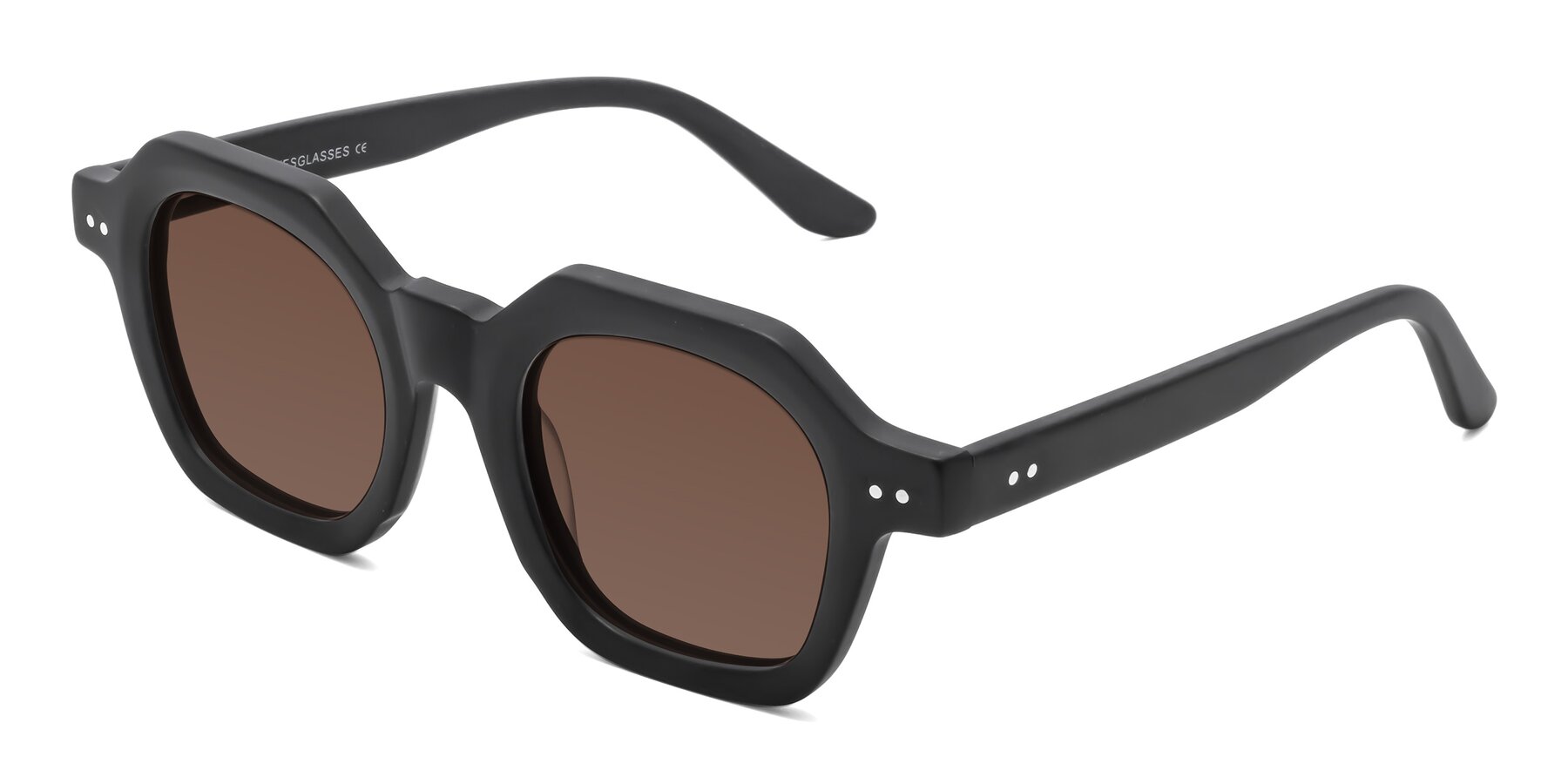 Angle of Vector in Matte Black with Brown Tinted Lenses