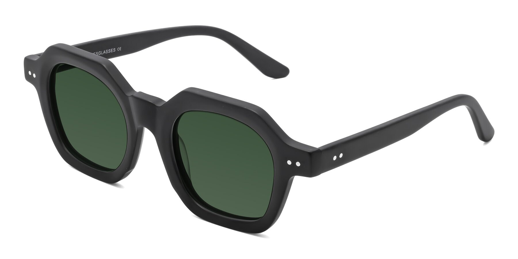 Angle of Vector in Matte Black with Green Tinted Lenses