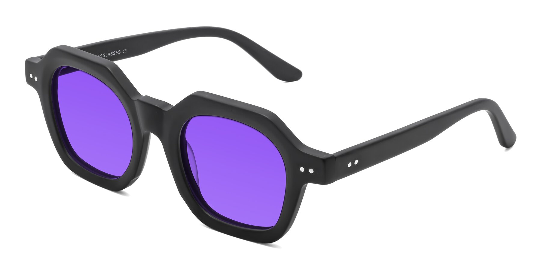 Angle of Vector in Matte Black with Purple Tinted Lenses