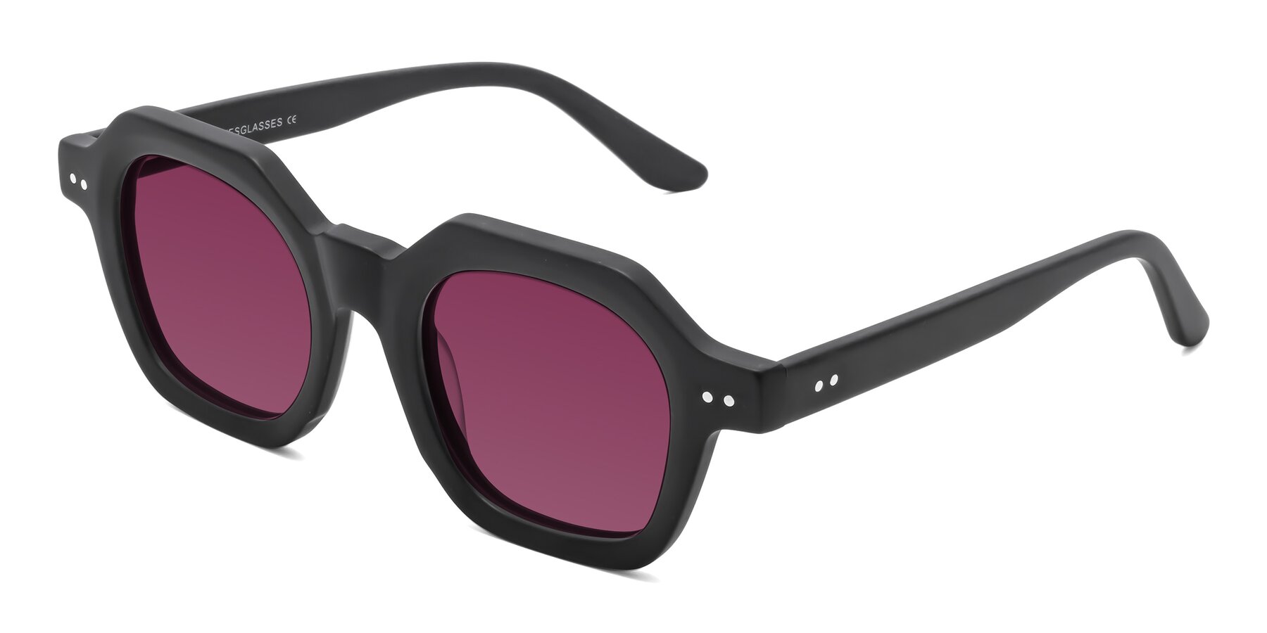 Angle of Vector in Matte Black with Wine Tinted Lenses