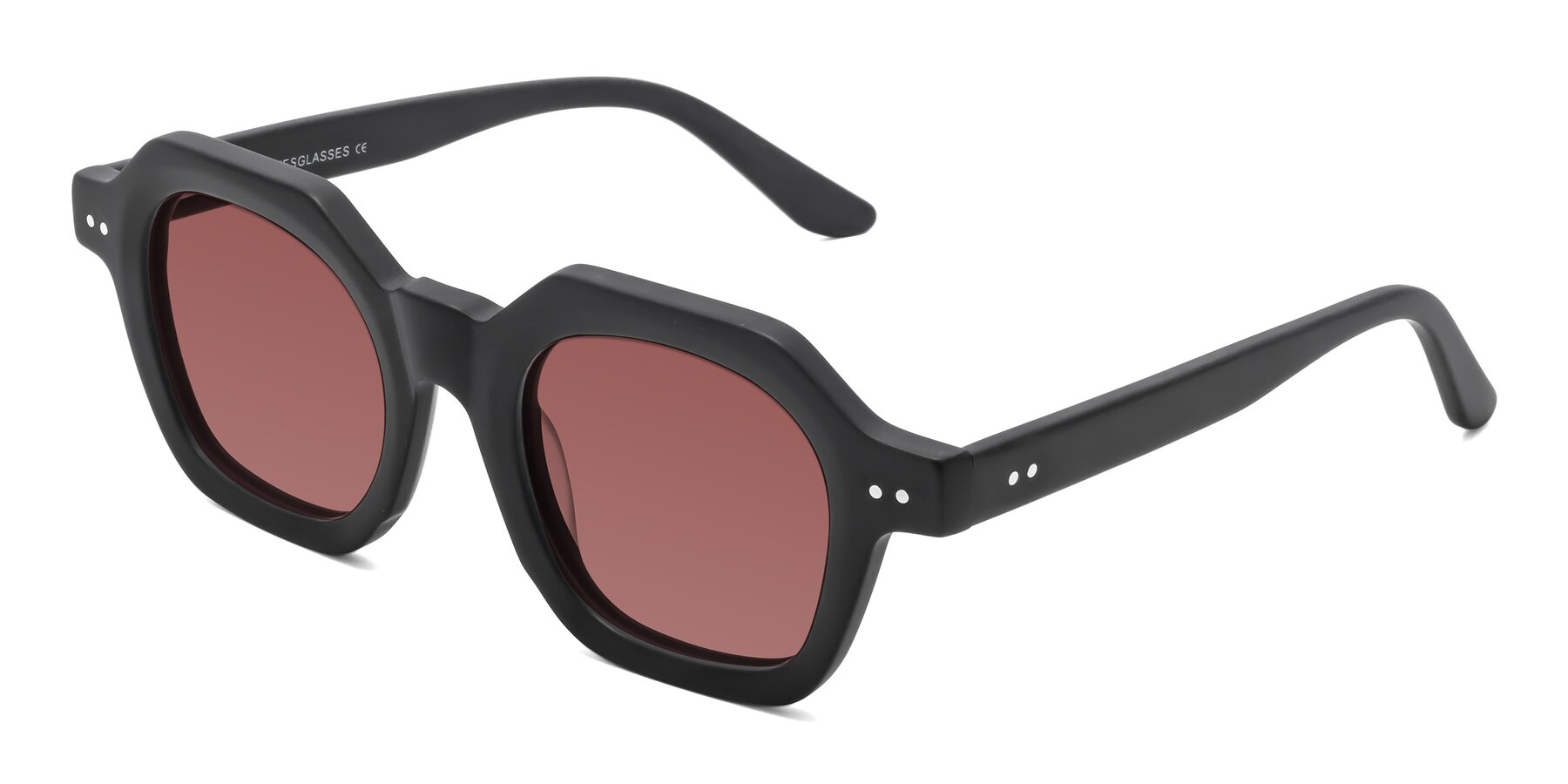 Angle of Vector in Matte Black with Garnet Tinted Lenses