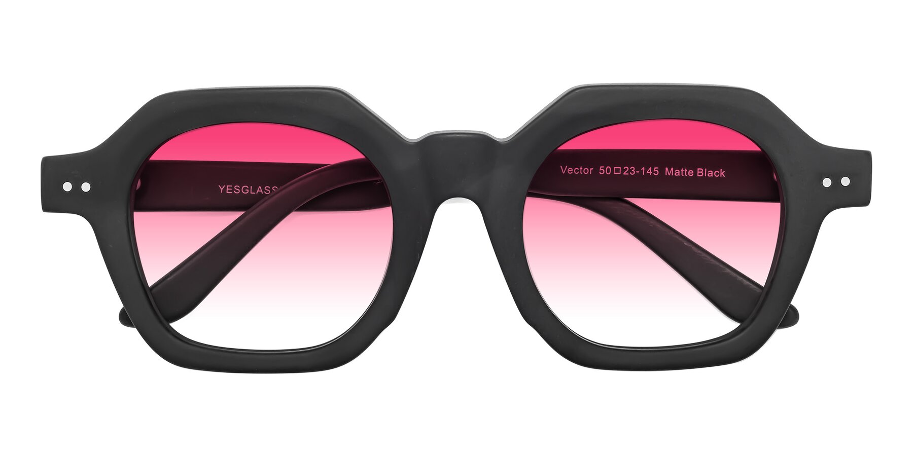 Folded Front of Vector in Matte Black with Pink Gradient Lenses