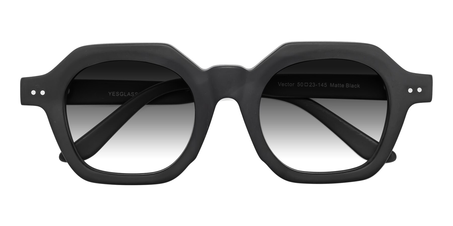 Folded Front of Vector in Matte Black with Gray Gradient Lenses