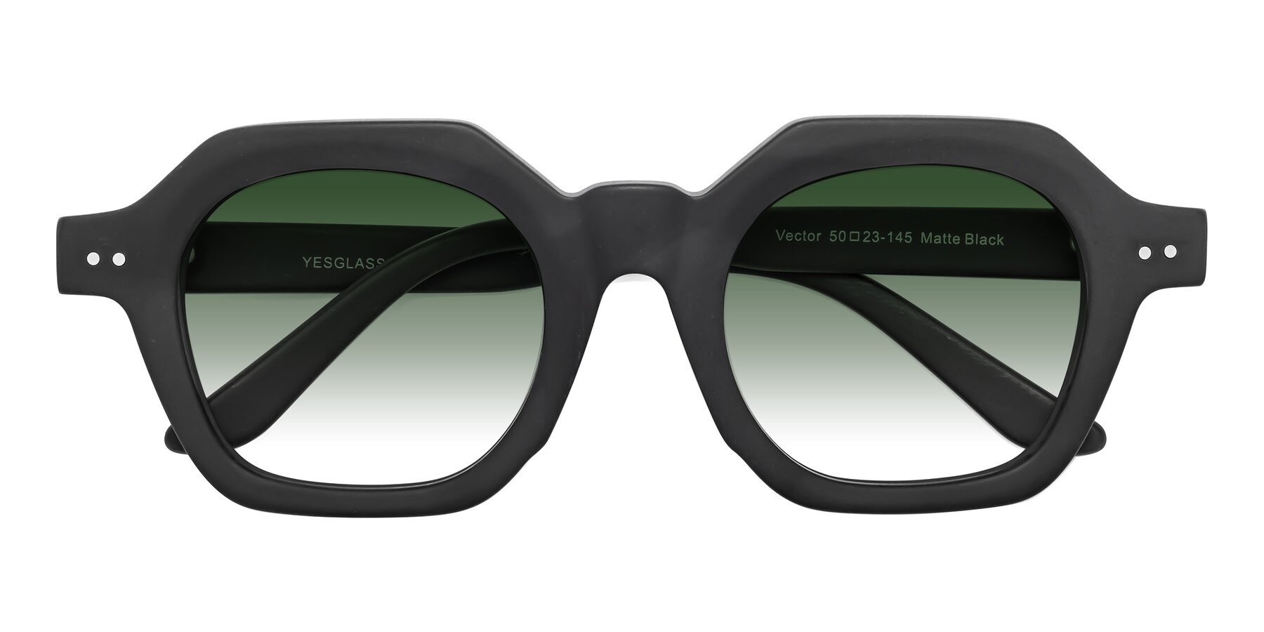 Folded Front of Vector in Matte Black with Green Gradient Lenses