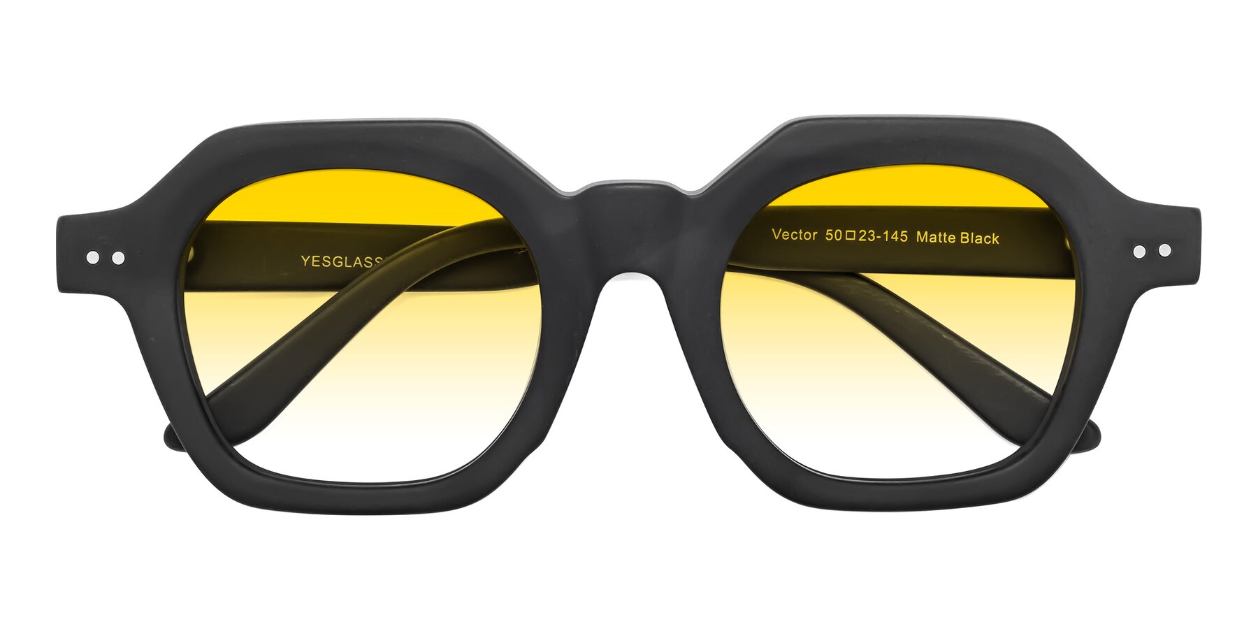 Folded Front of Vector in Matte Black with Yellow Gradient Lenses