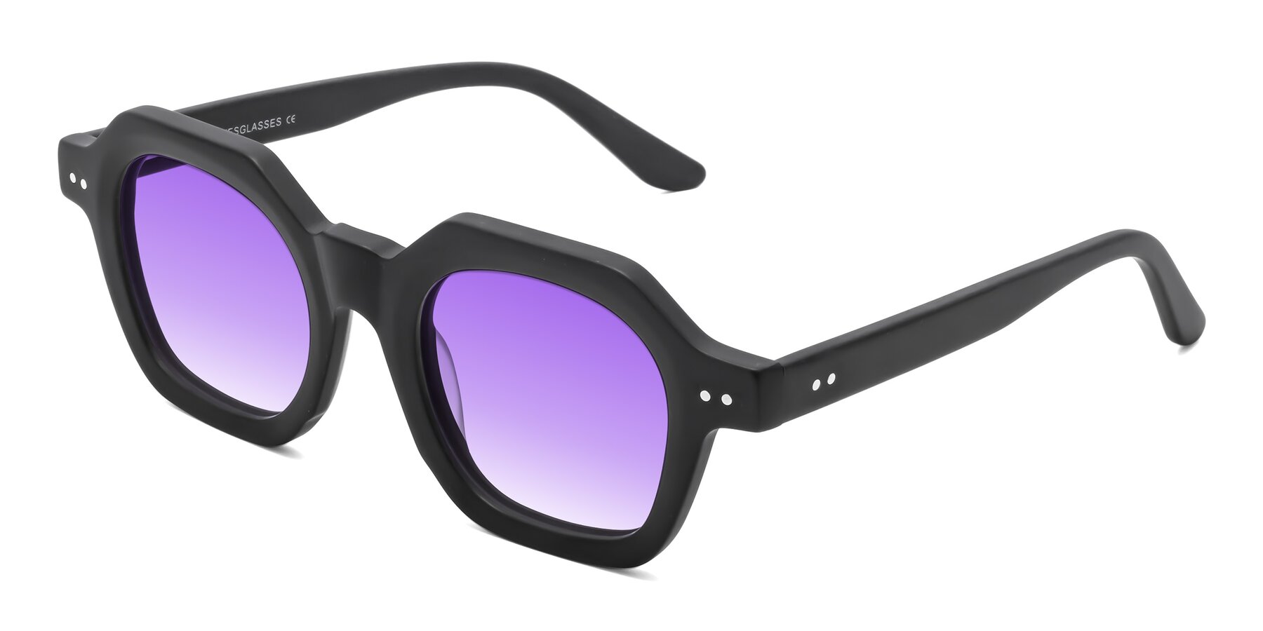 Angle of Vector in Matte Black with Purple Gradient Lenses