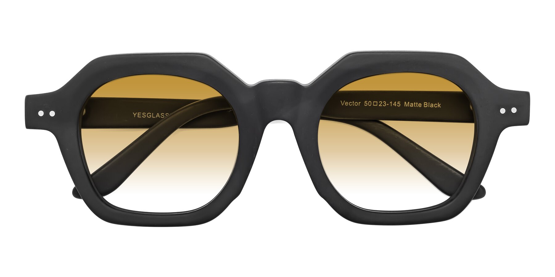 Folded Front of Vector in Matte Black with Champagne Gradient Lenses