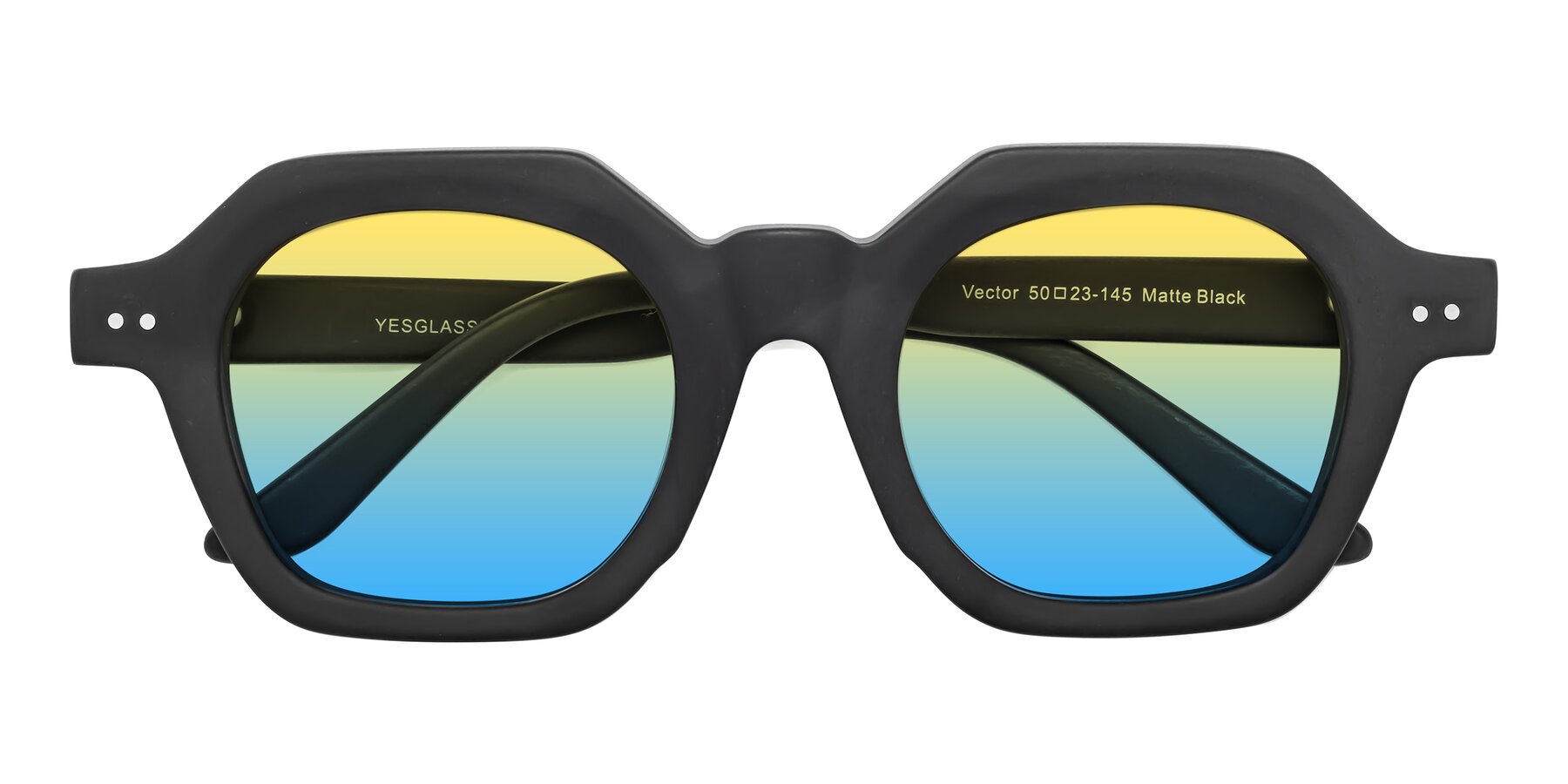 Folded Front of Vector in Matte Black with Yellow / Blue Gradient Lenses