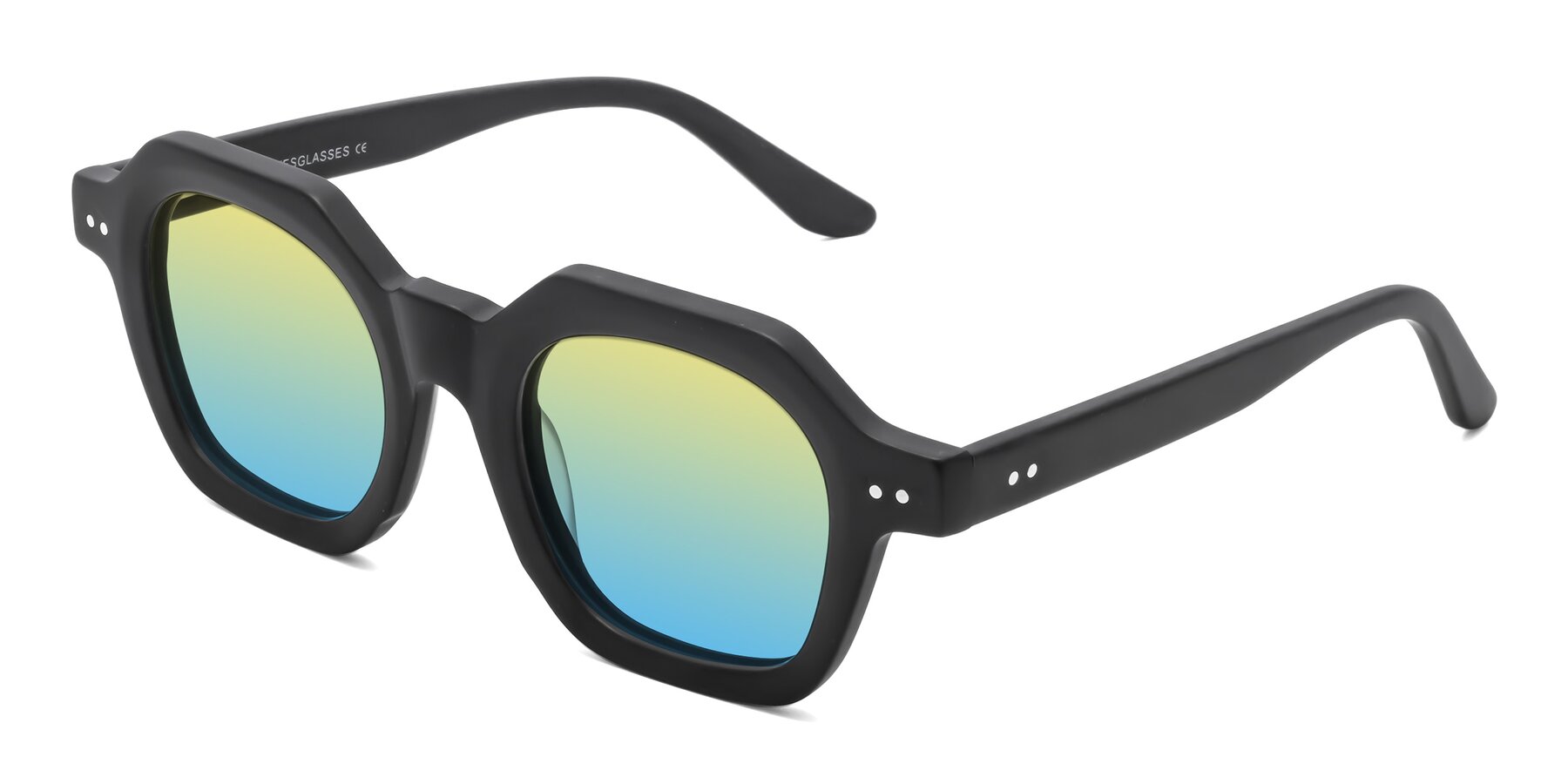 Angle of Vector in Matte Black with Yellow / Blue Gradient Lenses