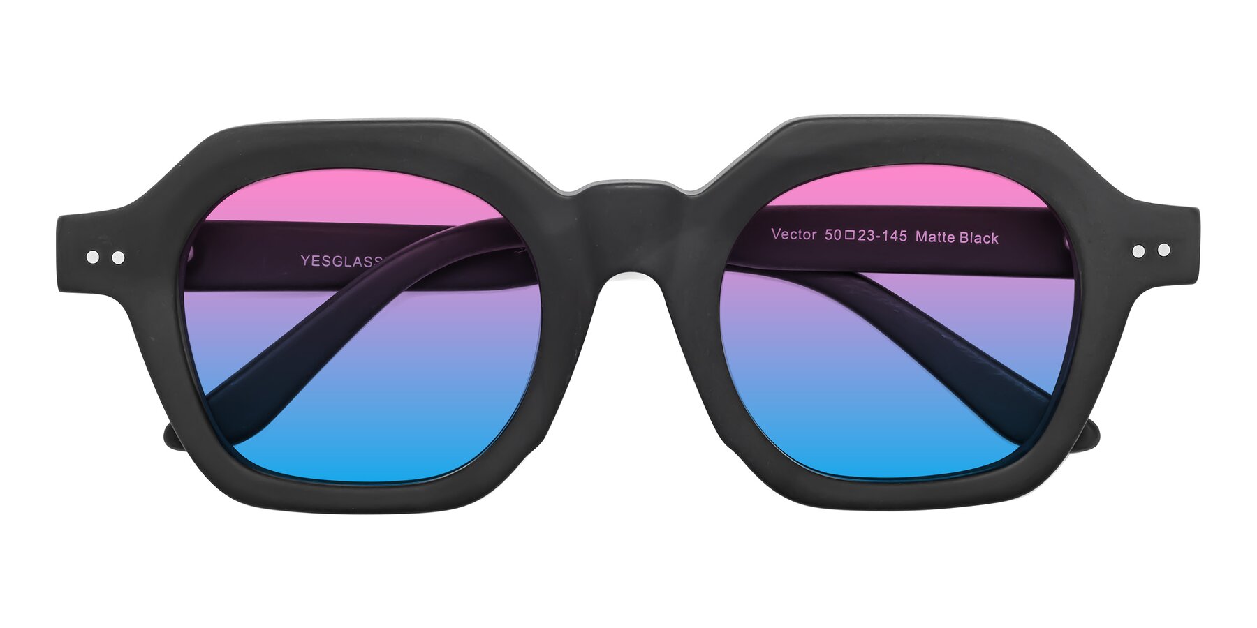 Folded Front of Vector in Matte Black with Pink / Blue Gradient Lenses