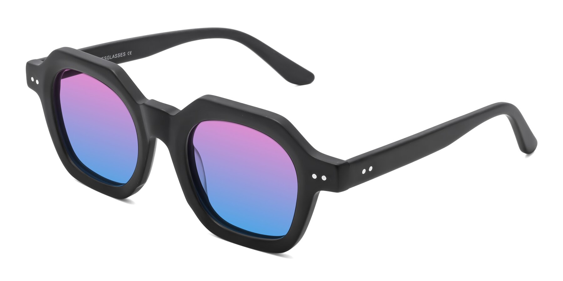 Angle of Vector in Matte Black with Pink / Blue Gradient Lenses