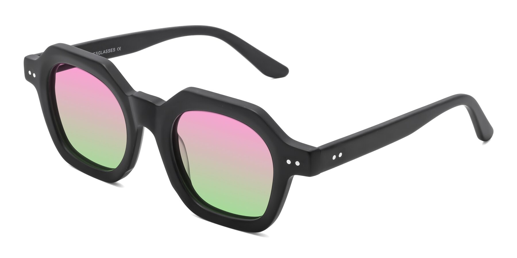 Angle of Vector in Matte Black with Pink / Green Gradient Lenses