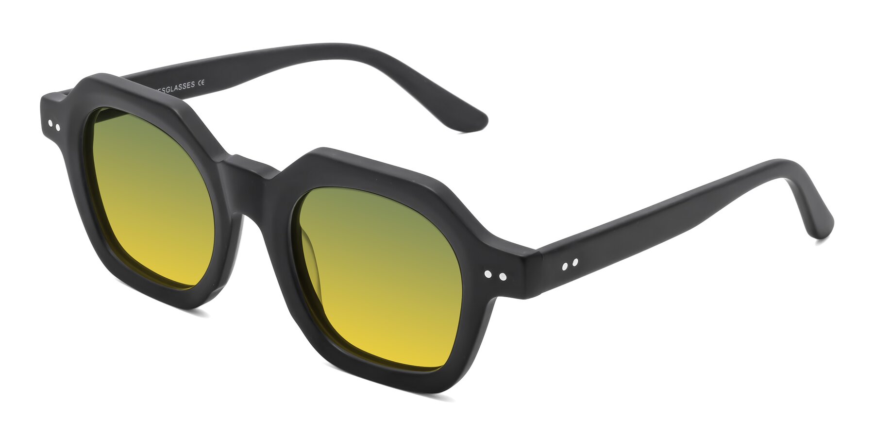 Angle of Vector in Matte Black with Green / Yellow Gradient Lenses
