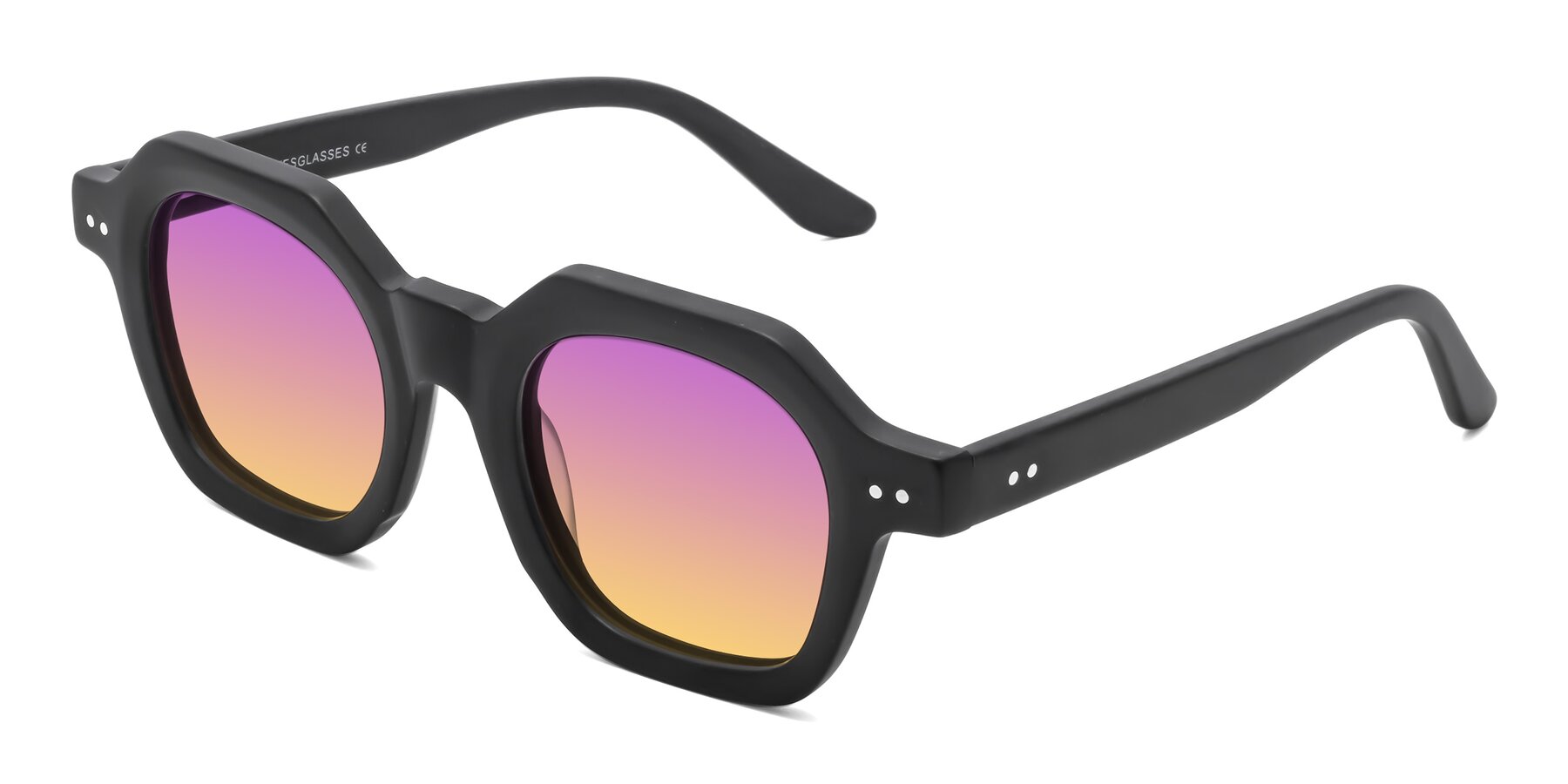 Angle of Vector in Matte Black with Purple / Yellow Gradient Lenses