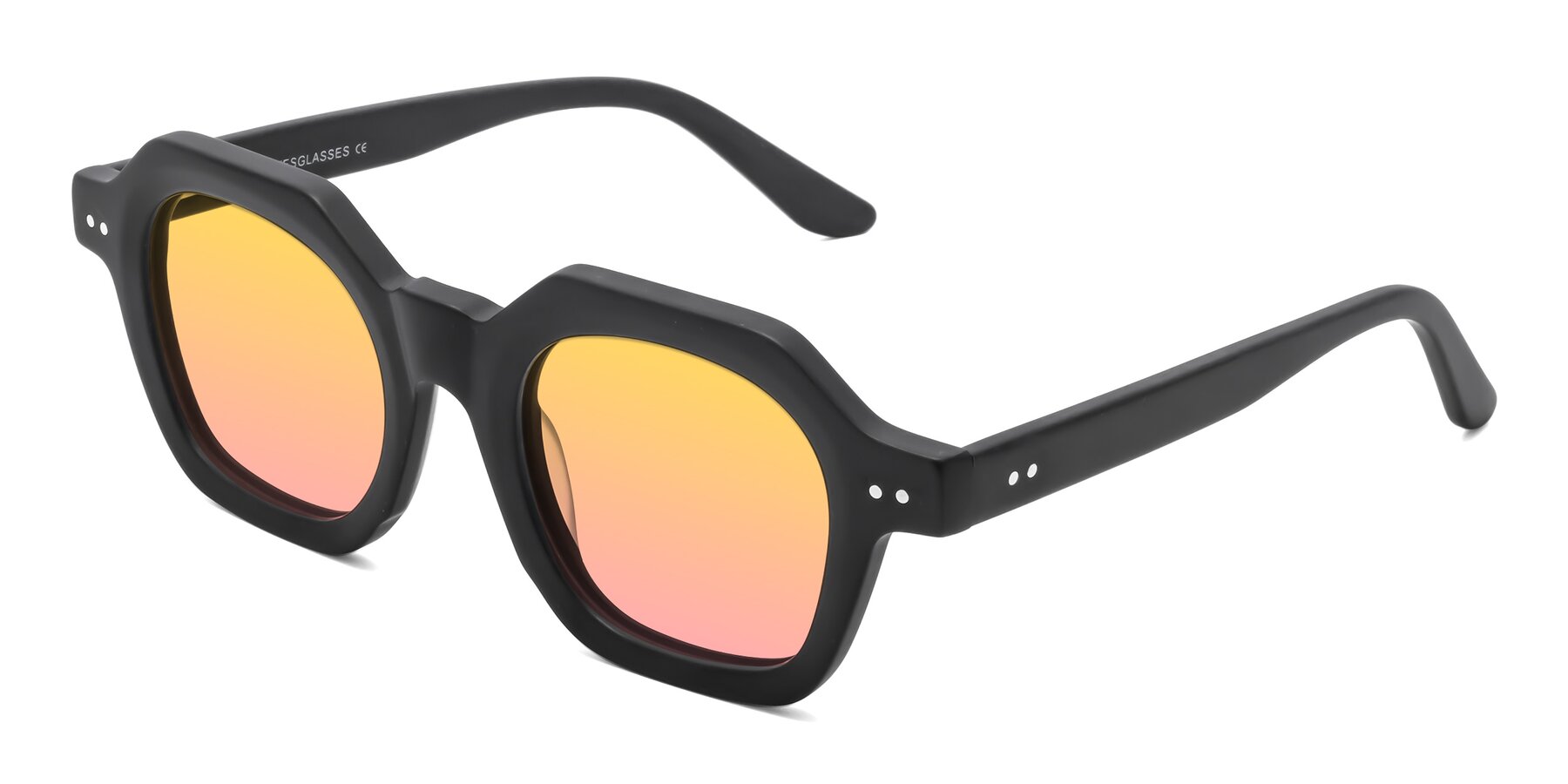 Angle of Vector in Matte Black with Yellow / Pink Gradient Lenses