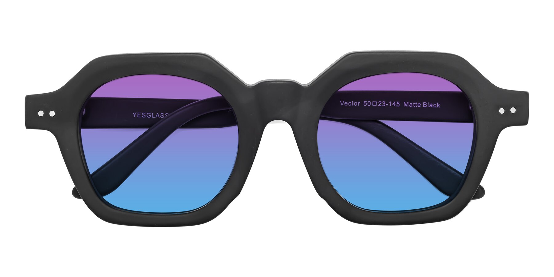 Folded Front of Vector in Matte Black with Purple / Blue Gradient Lenses