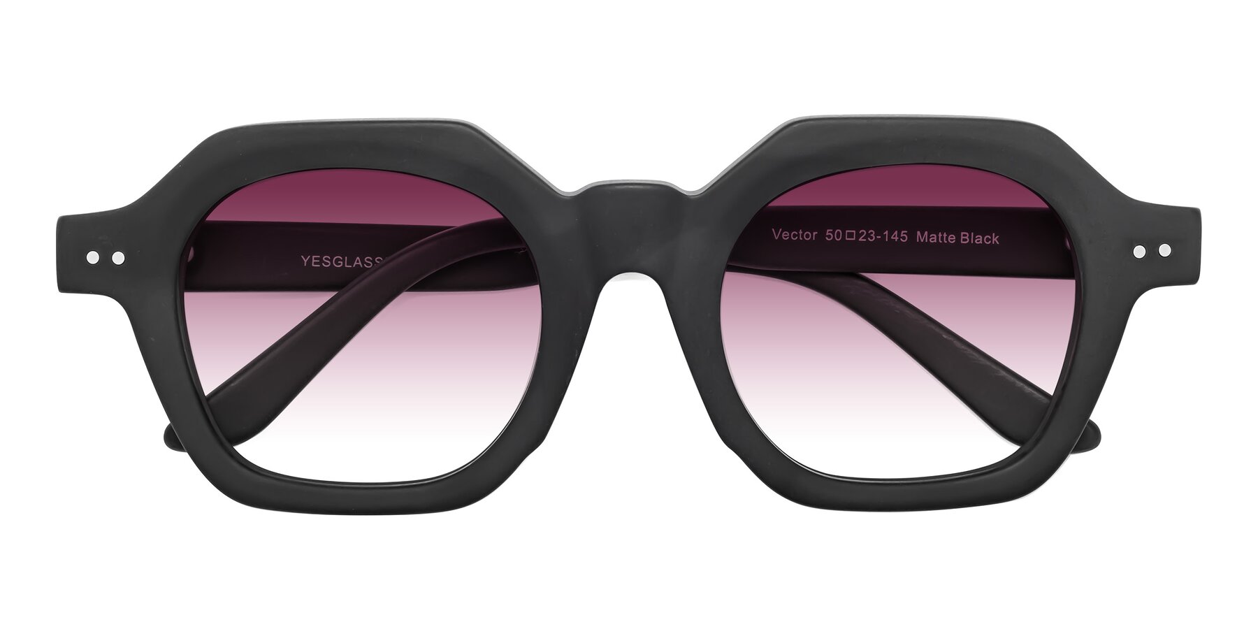 Folded Front of Vector in Matte Black with Wine Gradient Lenses