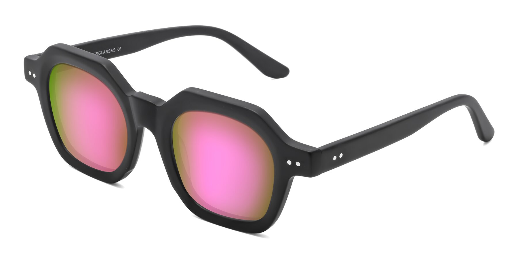 Angle of Vector in Matte Black with Pink Mirrored Lenses