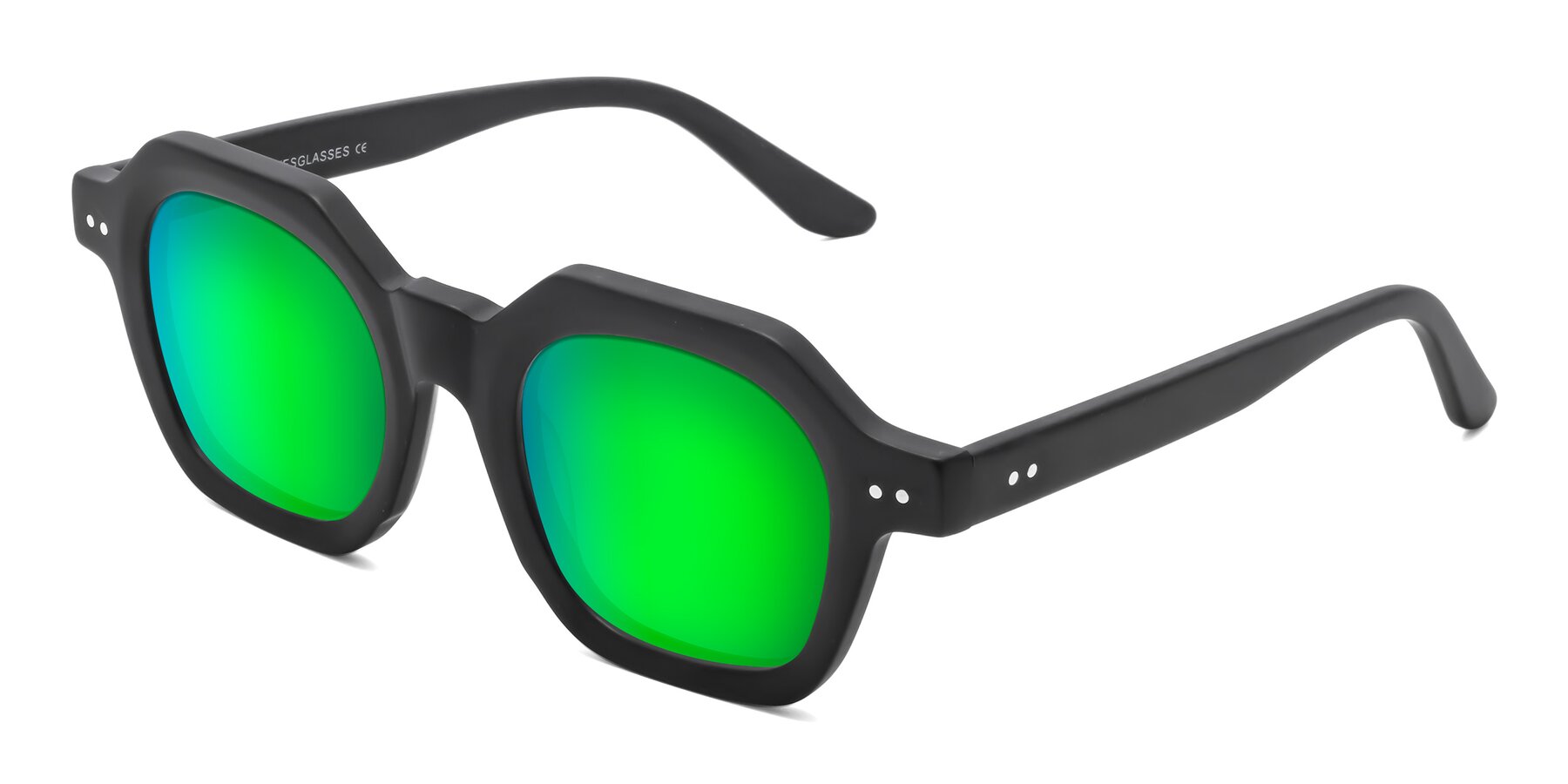 Angle of Vector in Matte Black with Green Mirrored Lenses