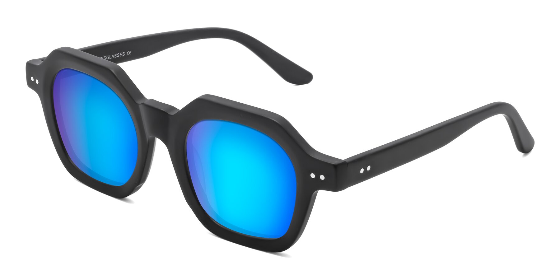 Angle of Vector in Matte Black with Blue Mirrored Lenses
