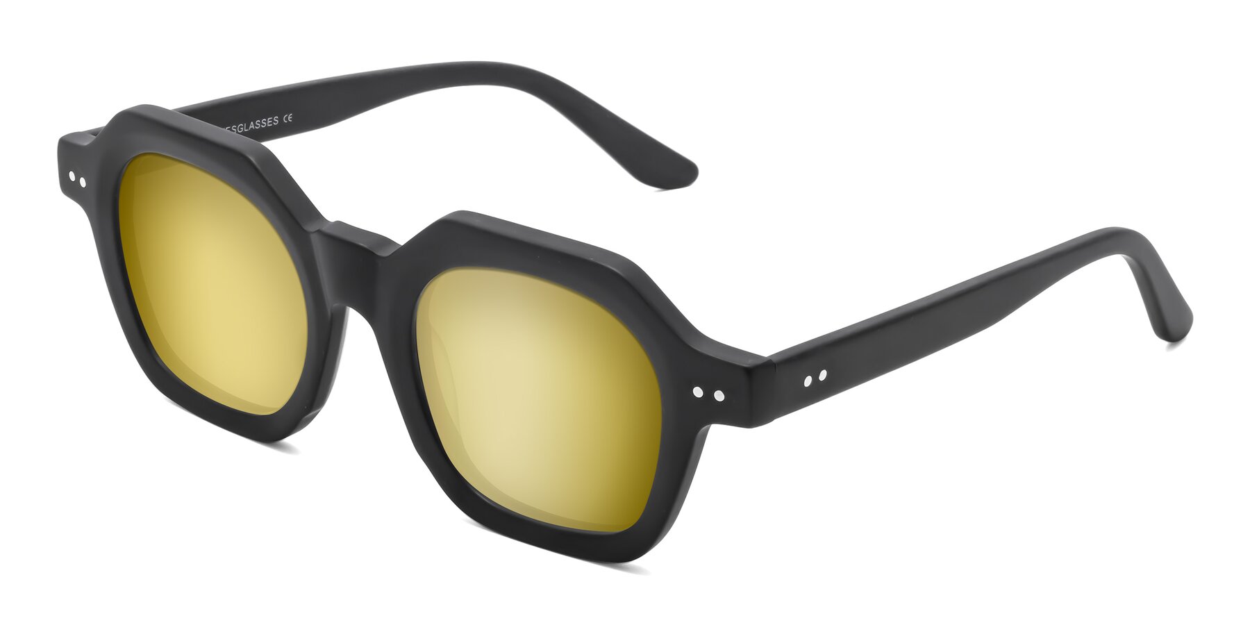 Angle of Vector in Matte Black with Gold Mirrored Lenses