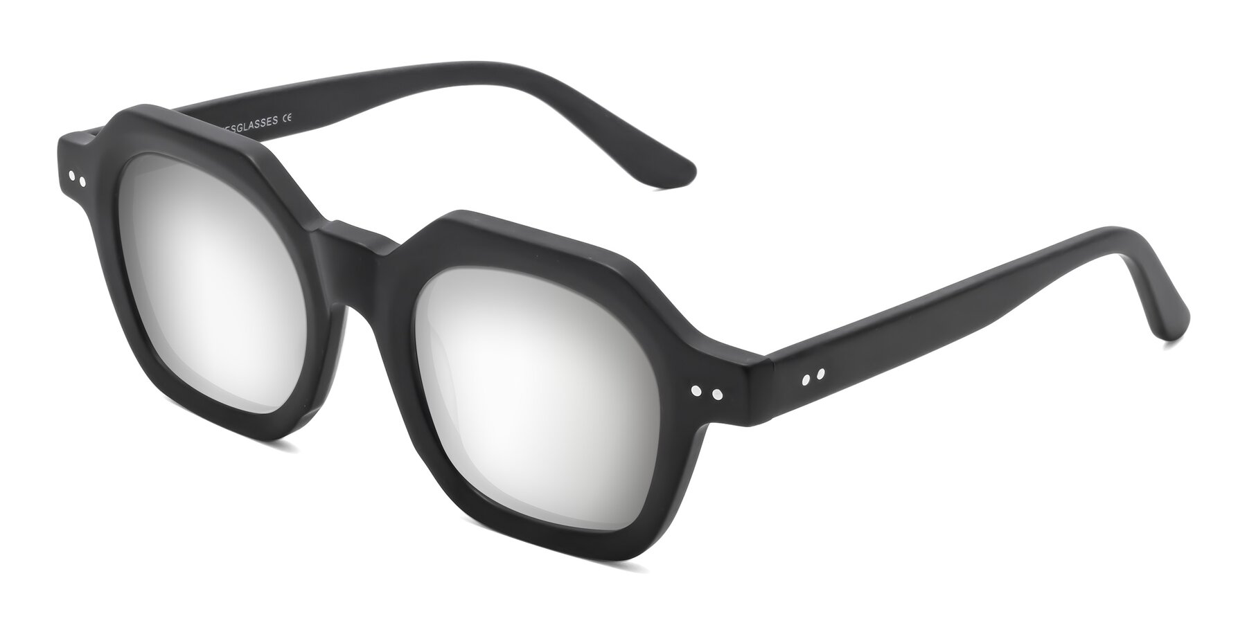 Angle of Vector in Matte Black with Silver Mirrored Lenses