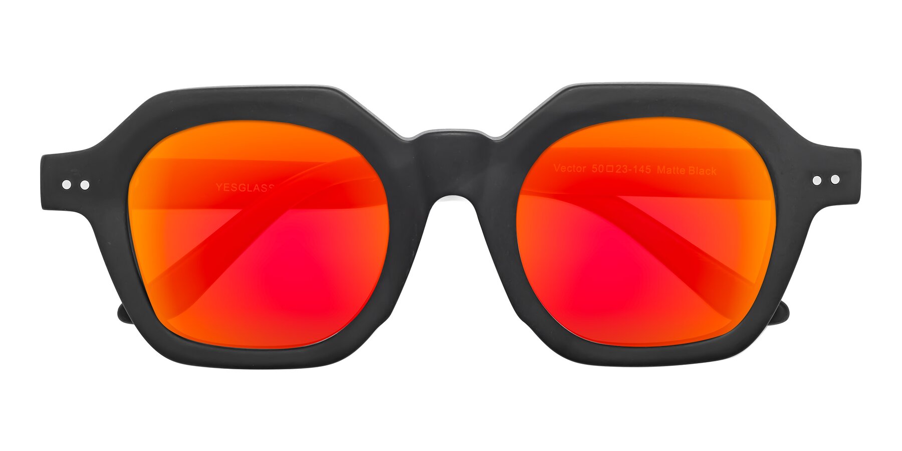 Folded Front of Vector in Matte Black with Red Gold Mirrored Lenses
