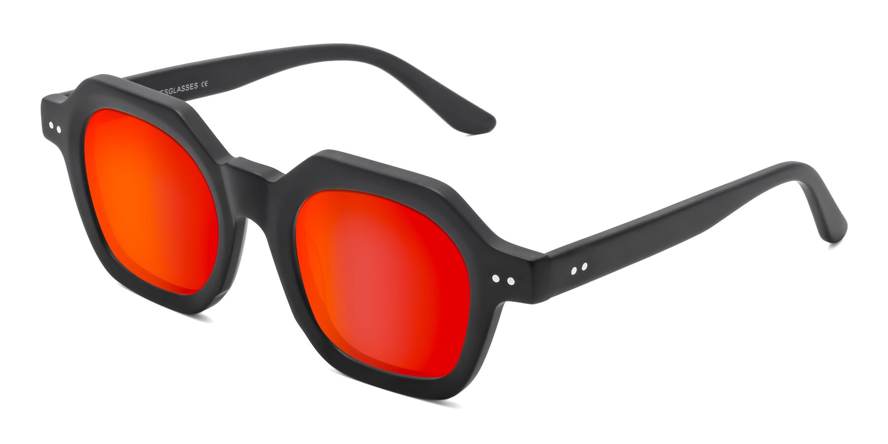 Angle of Vector in Matte Black with Red Gold Mirrored Lenses