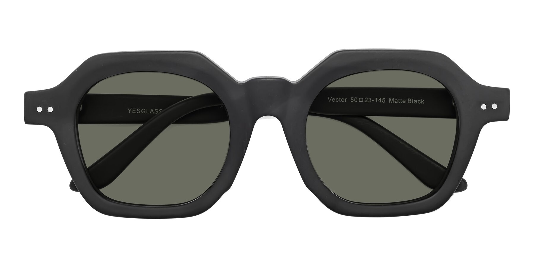 Folded Front of Vector in Matte Black with Gray Polarized Lenses