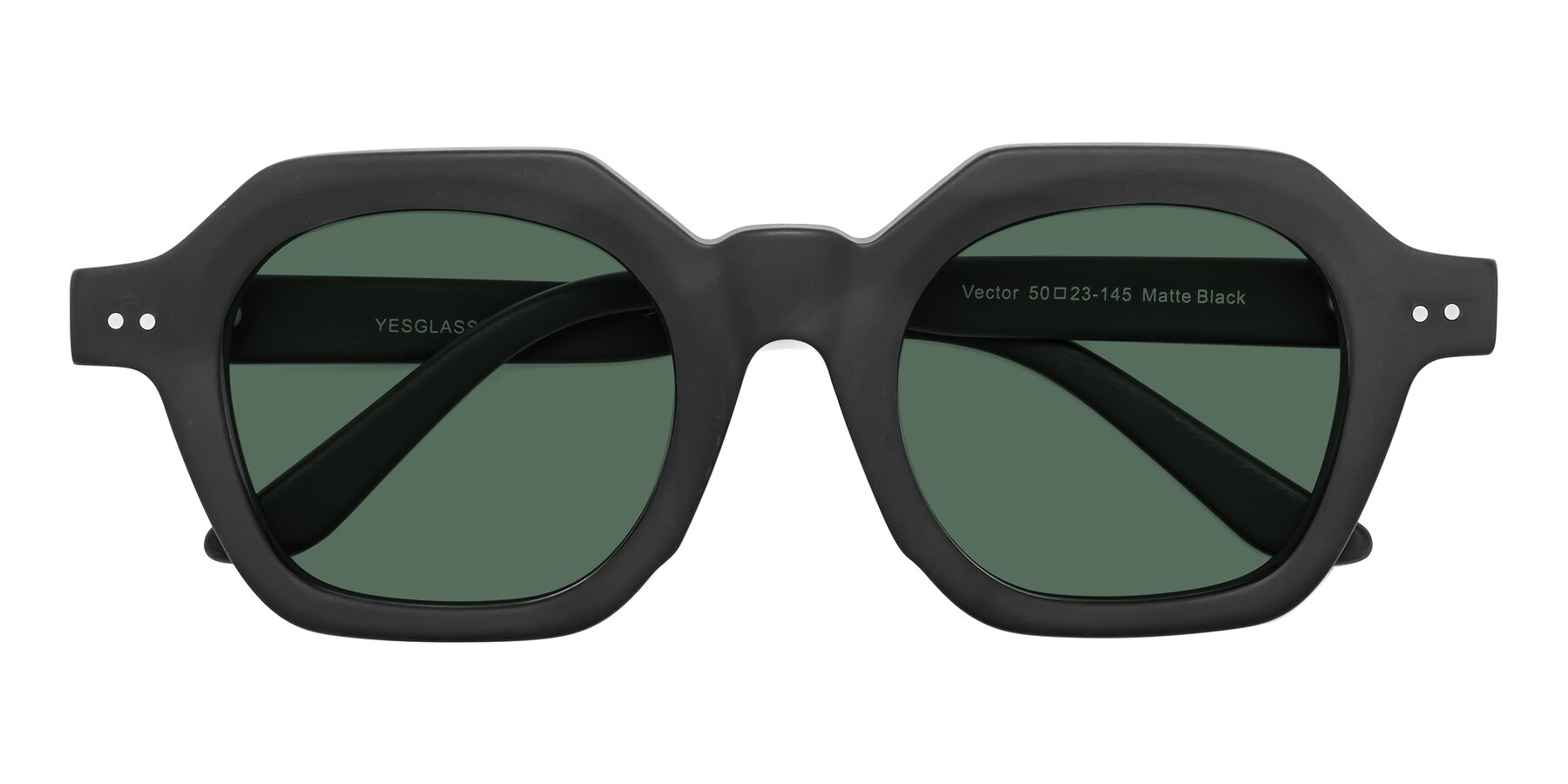 Folded Front of Vector in Matte Black with Green Polarized Lenses