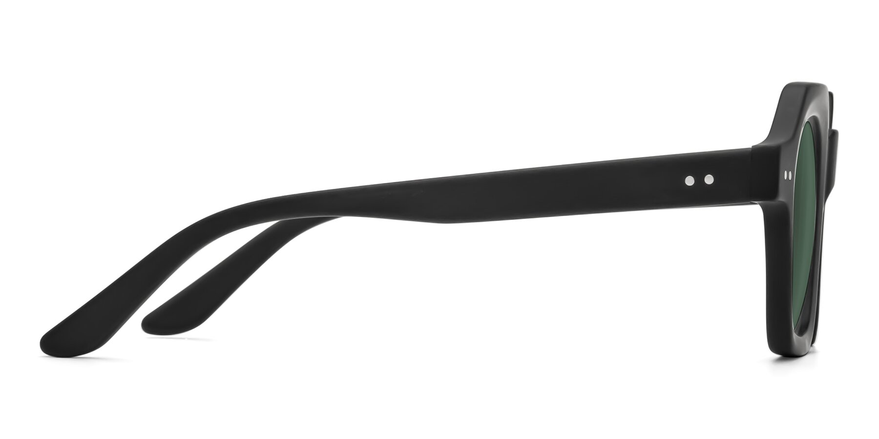 Side of Vector in Matte Black with Green Polarized Lenses