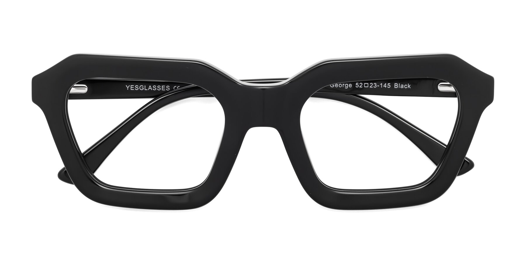 Folded Front of George in Black with Clear Reading Eyeglass Lenses