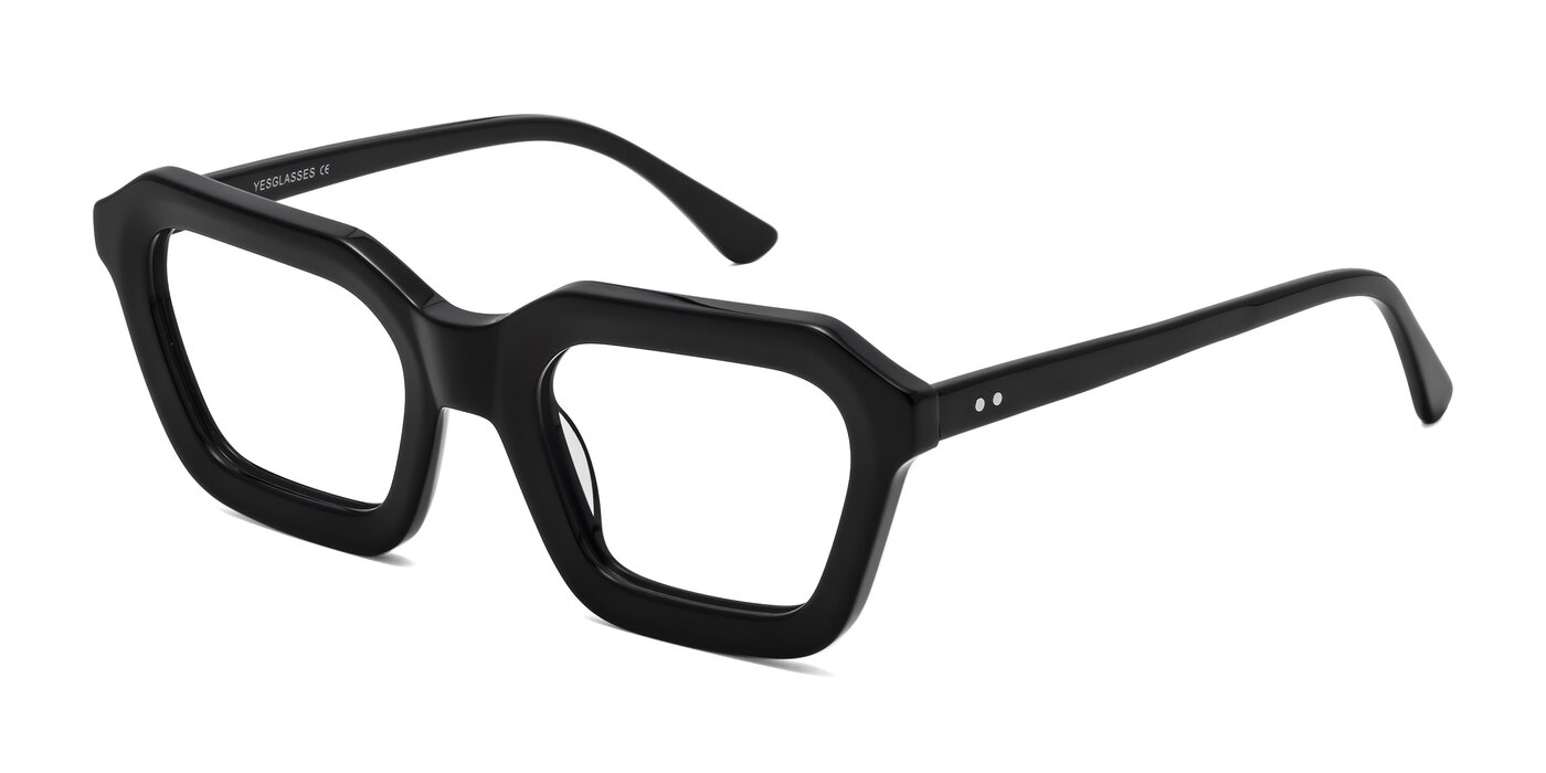 Black Thick Acetate Geometric Blue Light Glasses - George