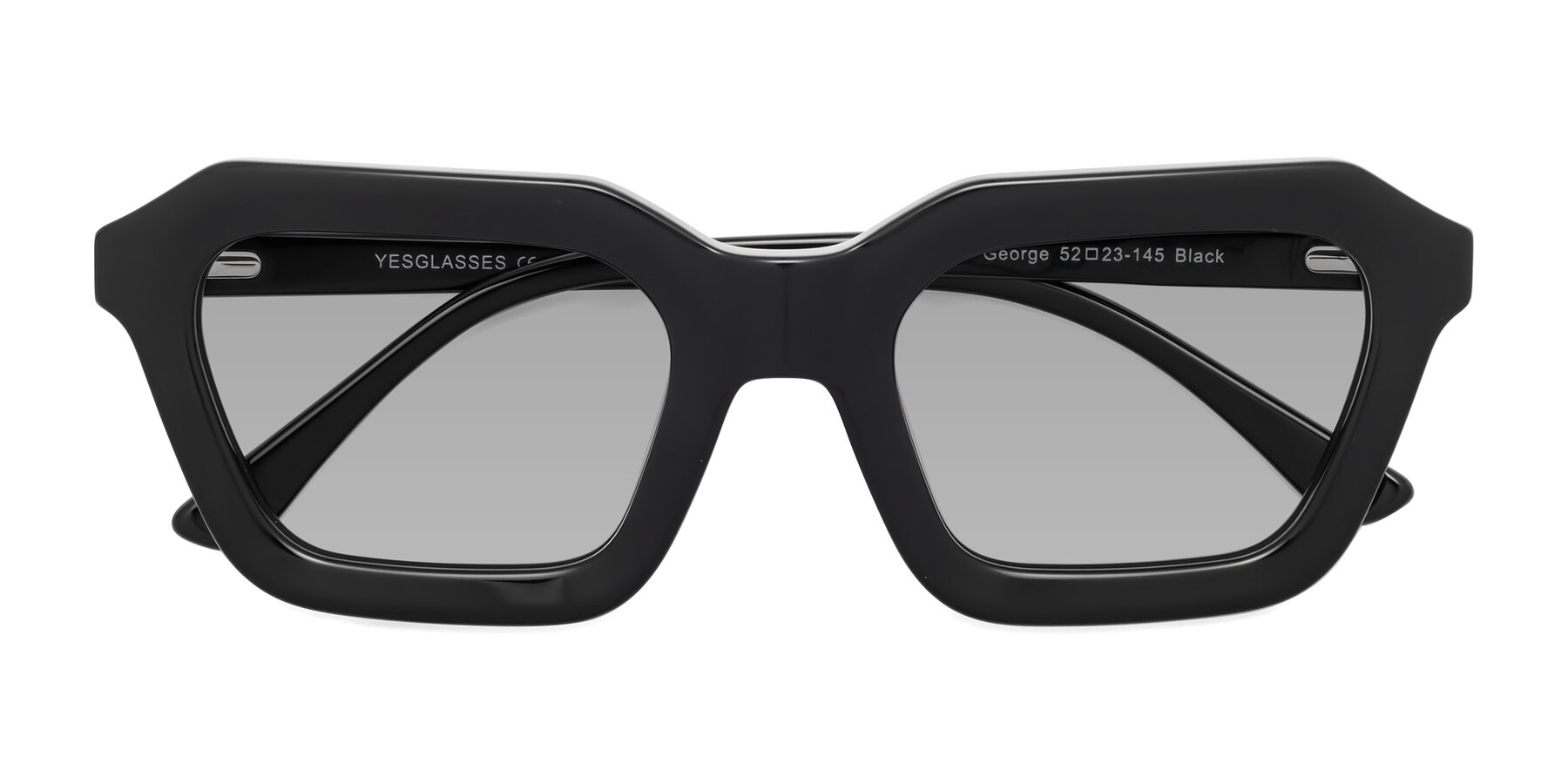 Folded Front of George in Black with Light Gray Tinted Lenses
