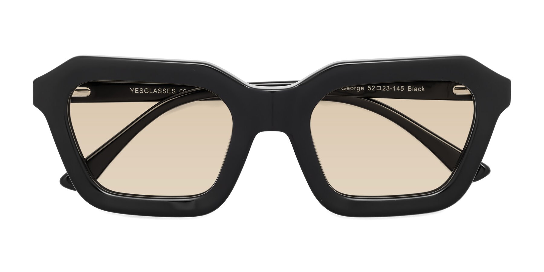 Folded Front of George in Black with Light Brown Tinted Lenses