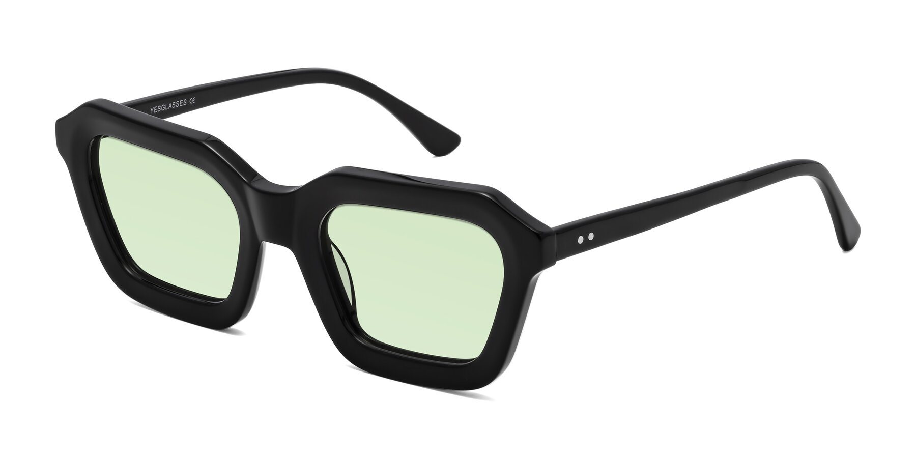 Angle of George in Black with Light Green Tinted Lenses