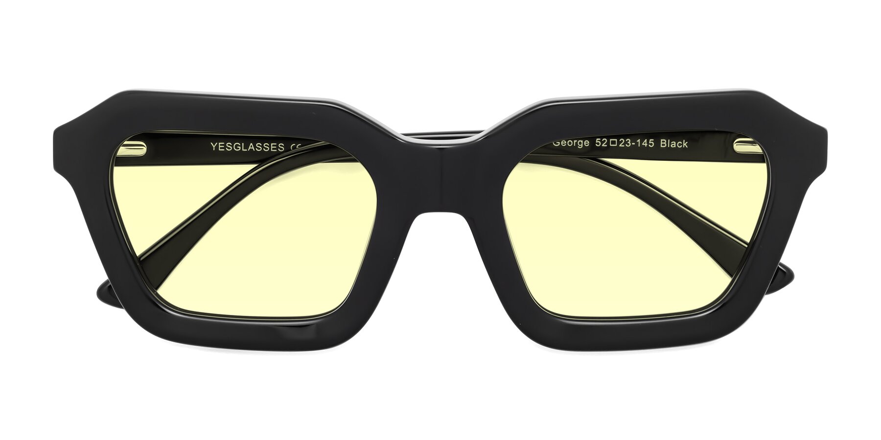 Folded Front of George in Black with Light Yellow Tinted Lenses