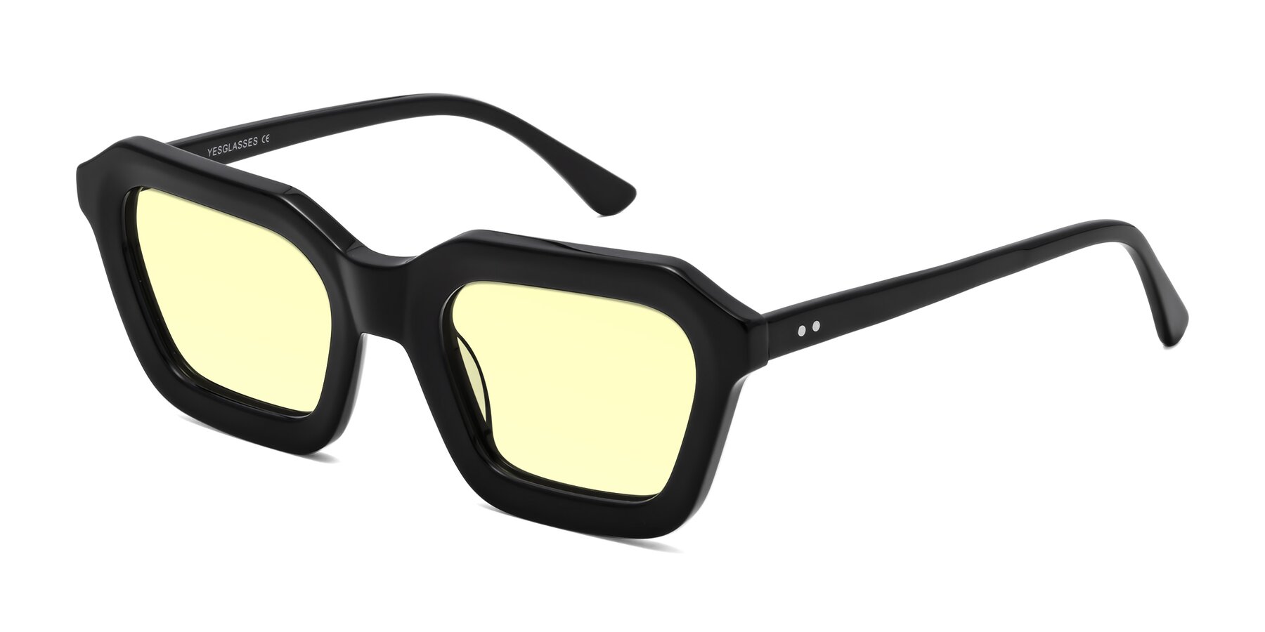 Angle of George in Black with Light Yellow Tinted Lenses