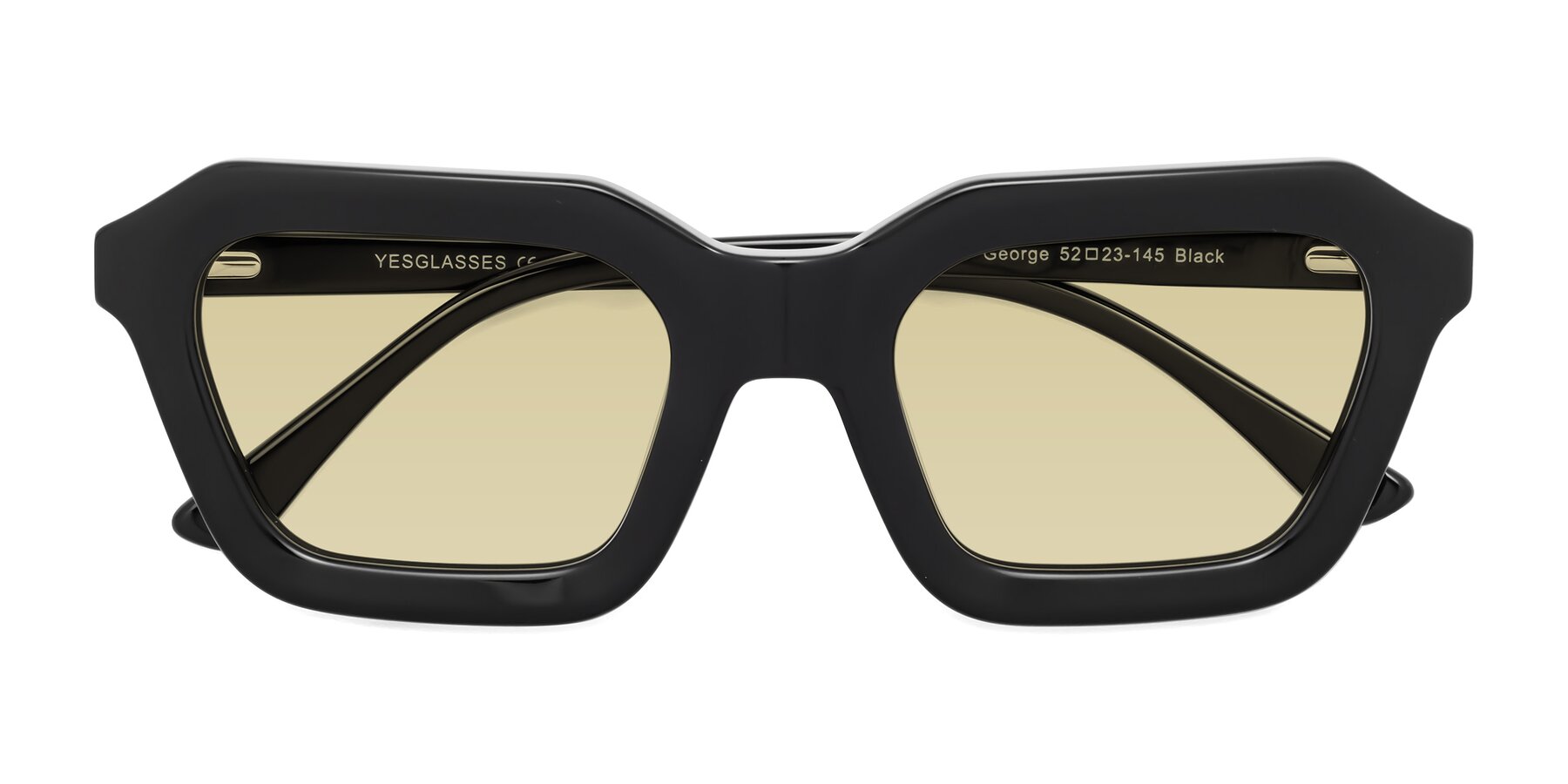 Folded Front of George in Black with Light Champagne Tinted Lenses