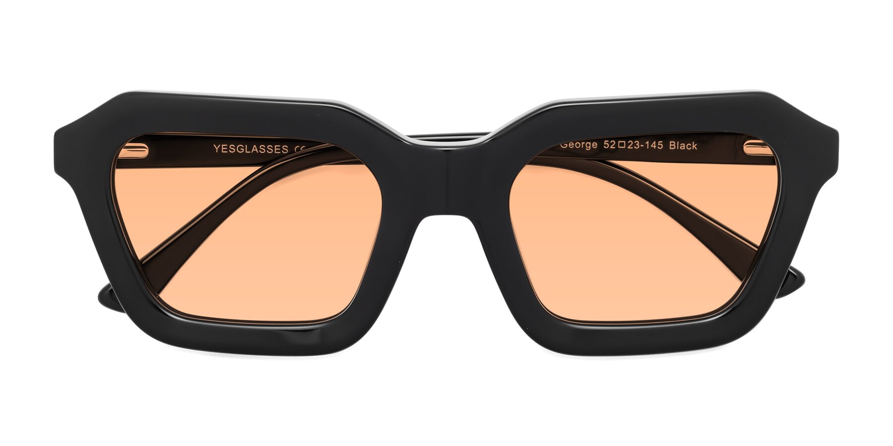 Folded Front of George in Black with Light Orange Tinted Lenses