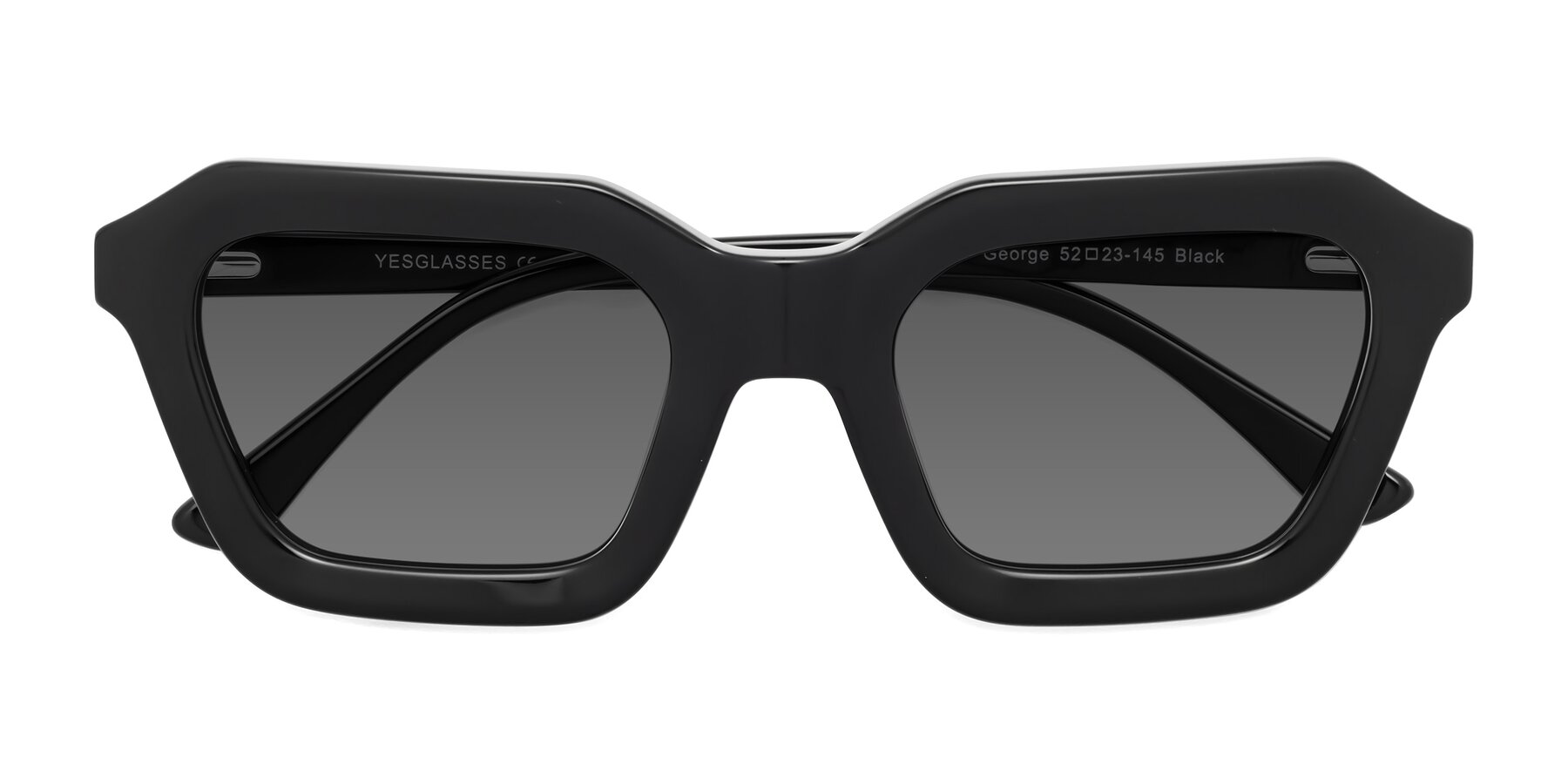 Folded Front of George in Black with Medium Gray Tinted Lenses