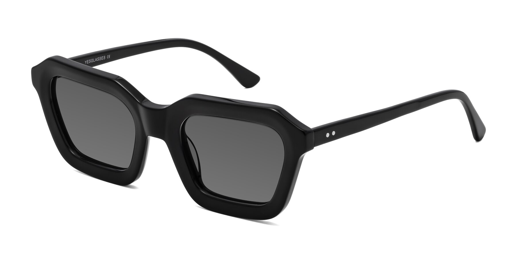 Angle of George in Black with Medium Gray Tinted Lenses