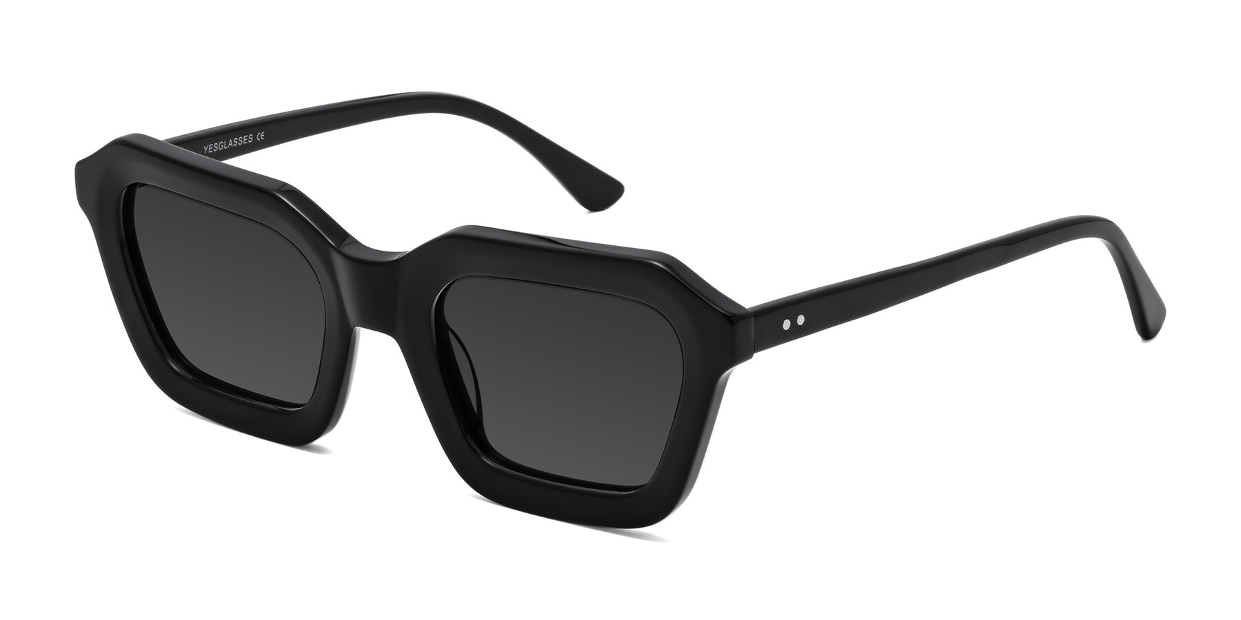 Angle of George in Black with Gray Tinted Lenses